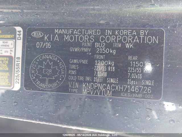 KNDPNCACXH7146726 KIA Sportage Ex