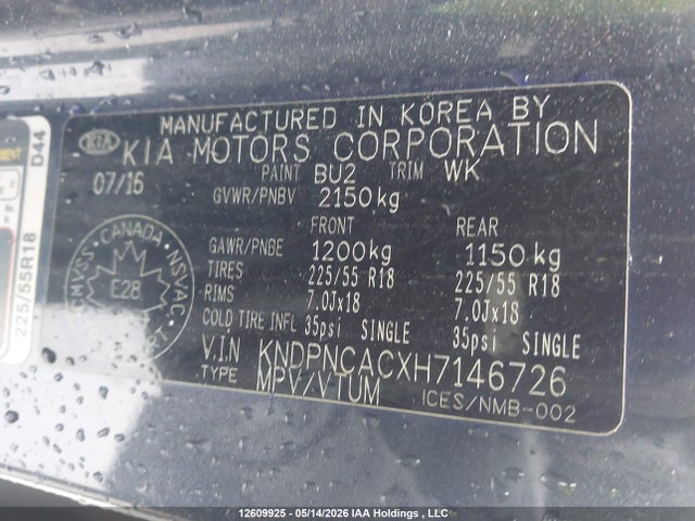 KNDPNCACXH7146726 KIA Sportage Ex