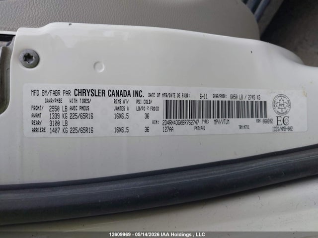 12609969 :رقم المزاد ، 2D4RN4DG0BR762747 vin ، 2011 Dodge Grand Caravan مزاد بيع