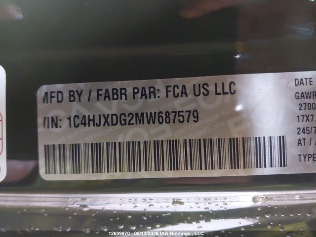 1C4HJXDG2MW687579 Jeep Wrangler Unlimited Sport