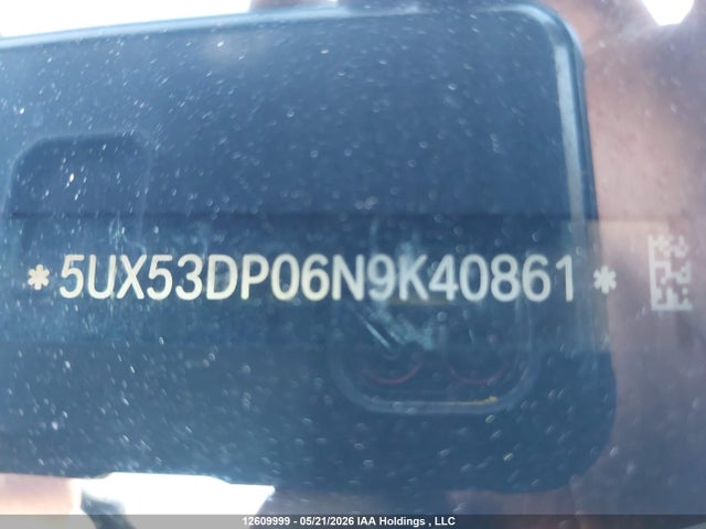 12609999 :رقم المزاد ، 5UX53DP06N9K40861 vin ، 2022 Bmw X3 Xdrive30i مزاد بيع