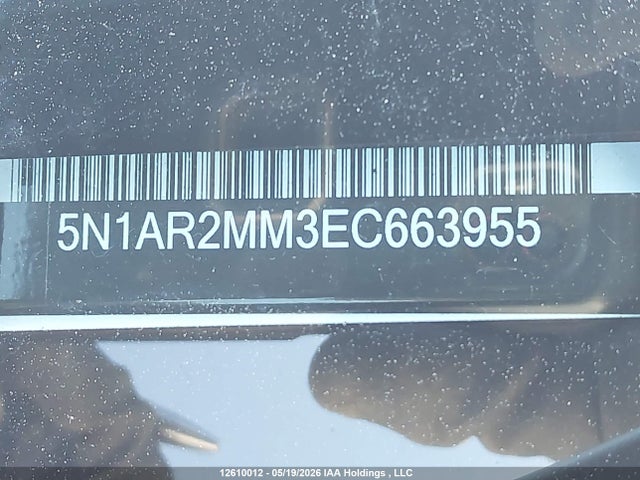 2014 Nissan Pathfinder S/sv/sl/platinum მანქანა იყიდება აუქციონზე, vin: 5N1AR2MM3EC663955, აუქციონის ნომერი: 12610012