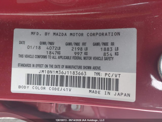 JM1BN1M36J1183663 Mazda Mazda