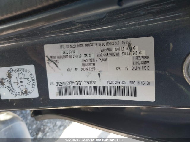 12610020 :رقم المزاد ، 3MZBM1U73EM105868 vin ، 2014 Mazda Mazda3 Gx-sky مزاد بيع