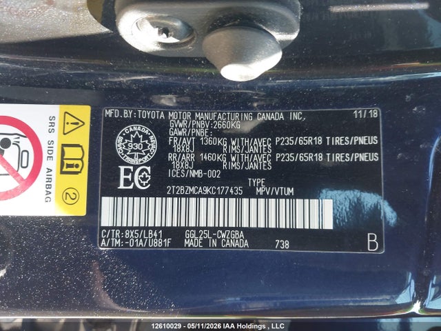 Продаж на аукціоні авто 2019 Lexus Rx 350, vin: 2T2BZMCA9KC177435, номер лоту: 12610029