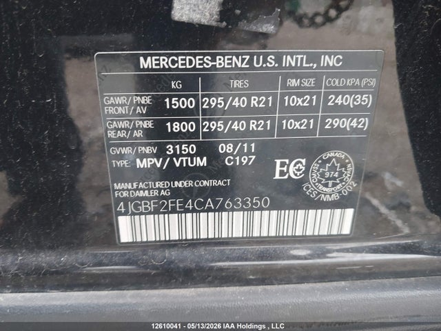 Aukcja sprzedaży 2012 Mercedes-benz Gl 350 Bluetec 4matic, vin: 4JGBF2FE4CA763350, numer aukcji: 12610041