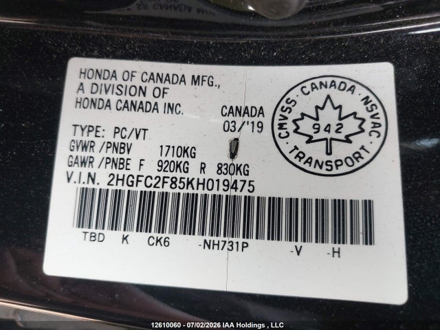 Honda Civic Sport 2019 2HGFC2F85KH019475 Image 24