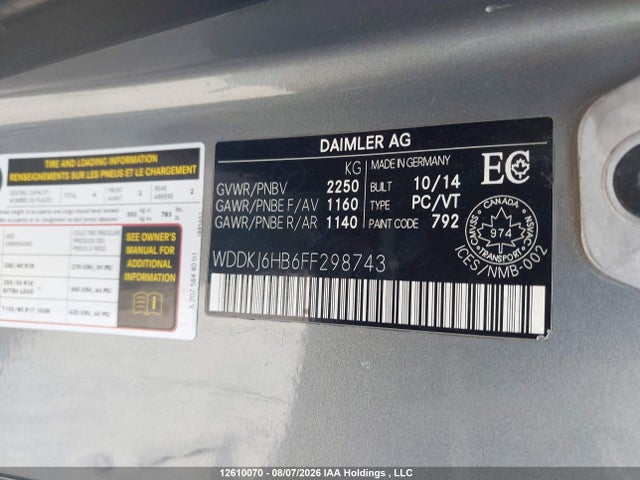 12610070 :رقم المزاد ، WDDKJ6HB6FF298743 vin ، 2015 Mercedes-benz E 400 4matic مزاد بيع