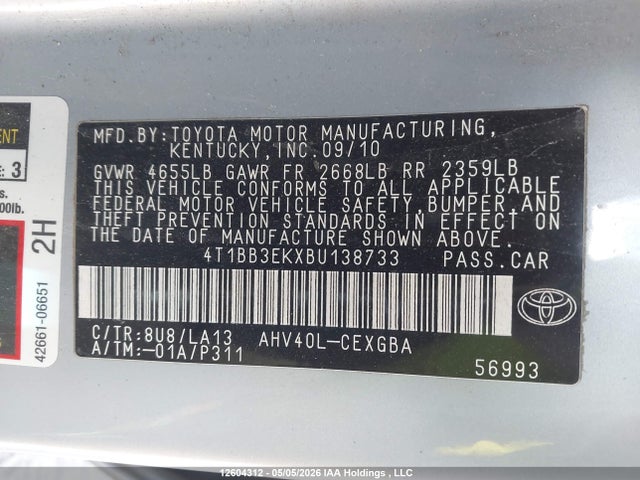 Продажа на аукционе авто 2011 Toyota Camry Hybrid, vin: 4T1BB3EKXBU138733, номер лота: 12604312