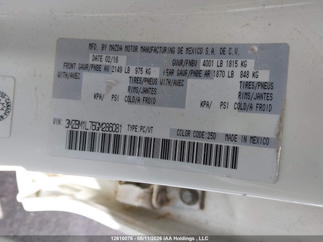 3MZBM1L76GM286081 Mazda 3 TOURING