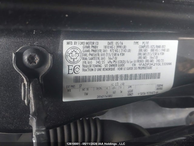Ford FOCUS SE 2016 1FADP3K21GL333996 Image 9