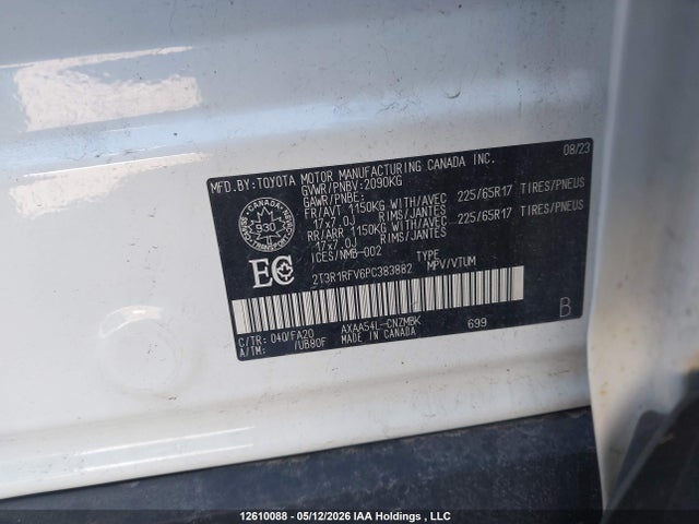 12610088 :رقم المزاد ، 2T3R1RFV6PC383882 vin ، 2023 Toyota Rav4 Xle مزاد بيع