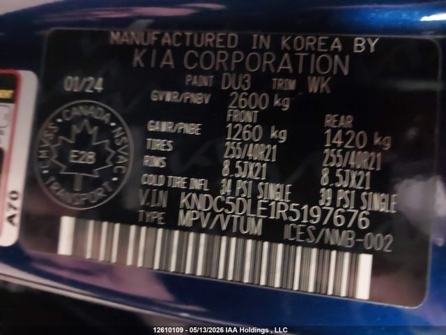 Aukcja sprzedaży 2024 Kia Ev6 Gt, vin: KNDC5DLE1R5197676, numer aukcji: 12610109