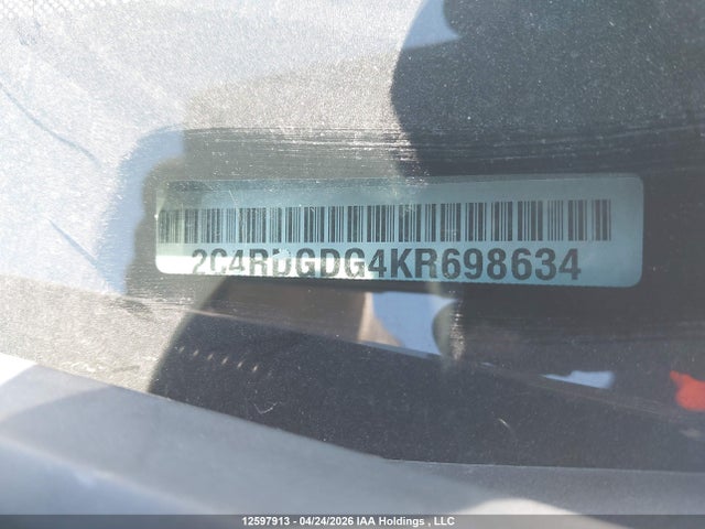 12597913 :رقم المزاد ، 2C4RDGDG4KR698634 vin ، 2019 Dodge Grand Caravan Crew مزاد بيع