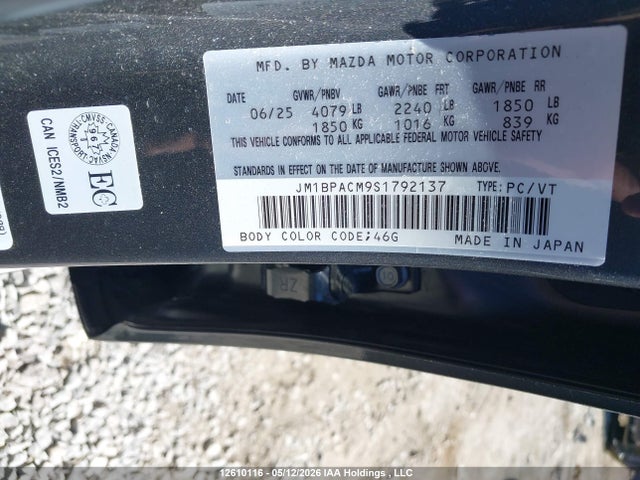 2025 Mazda 3 Preferred მანქანა იყიდება აუქციონზე, vin: JM1BPACM9S1792137, აუქციონის ნომერი: 12610116