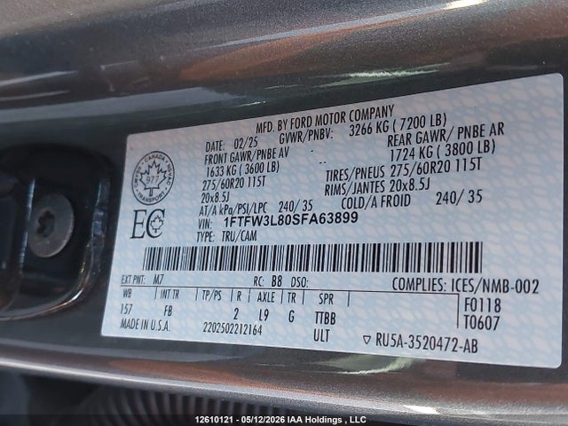 Ford F150 Xlt 2025 1FTFW3L80SFA63899 Image 9