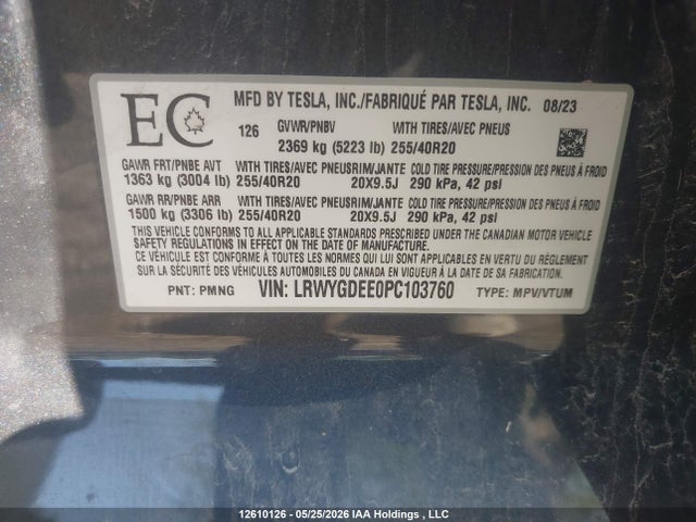 LRWYGDEE0PC103760 Tesla Model Y Long Range