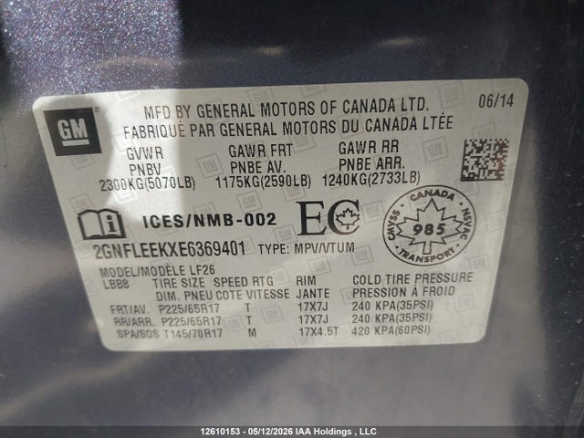 2014 Chevrolet Equinox Ls მანქანა იყიდება აუქციონზე, vin: 2GNFLEEKXE6369401, აუქციონის ნომერი: 12610153
