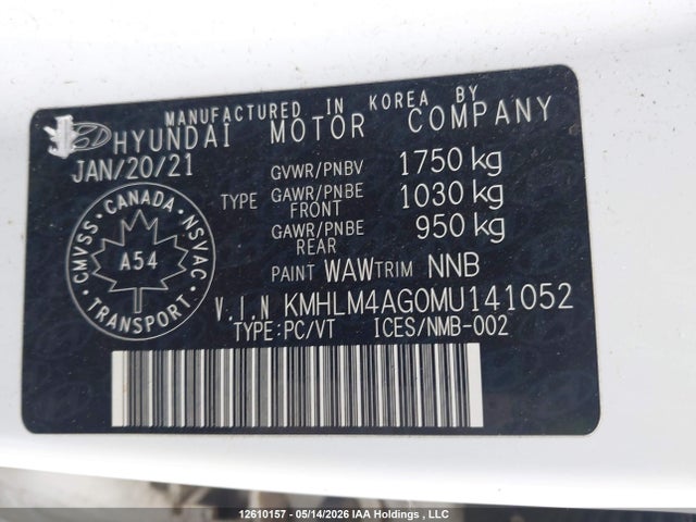 KMHLM4AG0MU141052 Hyundai ELANTRA SEL