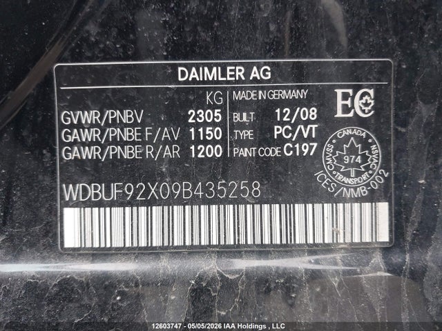 2009 Mercedes-benz E 300 4matic მანქანა იყიდება აუქციონზე, vin: WDBUF92X09B435258, აუქციონის ნომერი: 12603747