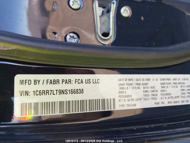 1C6RR7LT9NS166838 RAM 1500 Classic Slt