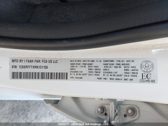 Продаж на аукціоні авто 2024 Ram 1500 Big Horn, vin: 1C6SRFFTXRN131155, номер лоту: 12610177