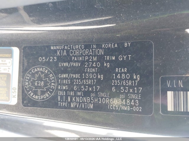 Aukcja sprzedaży 2024 Kia Carnival Lx/lx+, vin: KNDNB5H30R6334843, numer aukcji: 12610181