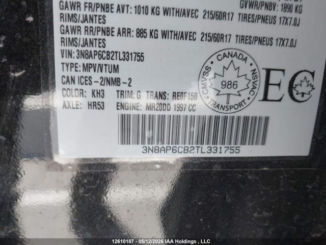 Aukcja sprzedaży 2026 Nissan Kicks Sv, vin: 3N8AP6CB2TL331755, numer aukcji: 12610187