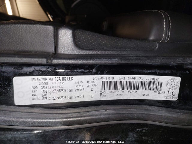 Продаж на аукціоні авто 2017 Jeep Grand Cherokee Srt-8, vin: 1C4RJFDJ8HC697339, номер лоту: 12610192