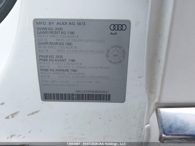 Aukcja sprzedaży 2013 Audi Q5 2.0t Premium, vin: WA1LFCFP4DA092631, numer aukcji: 12603887