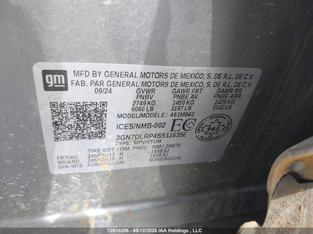 Продаж на аукціоні авто 2025 Chevrolet Equinox Ev Lt, vin: 3GN7DLRP4SS116356, номер лоту: 12610206