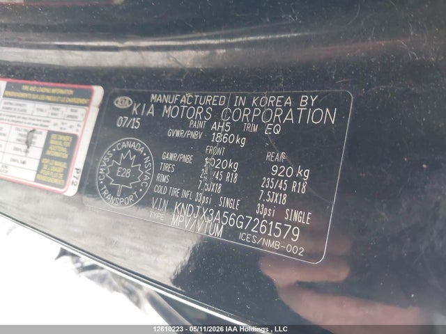 KNDJX3A56G7261579 KIA Soul Ex/ex+/ex+ Eco/sport Special Edition/sx/sx Luxury/urban Special Edition