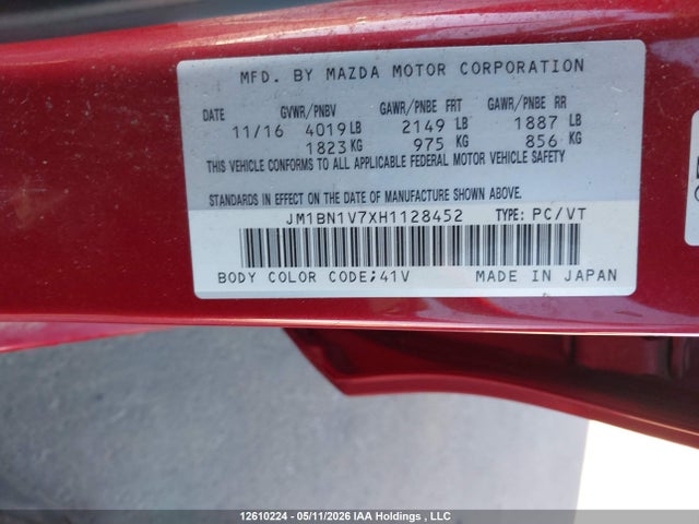JM1BN1V7XH1128452 Mazda 3 TOURING