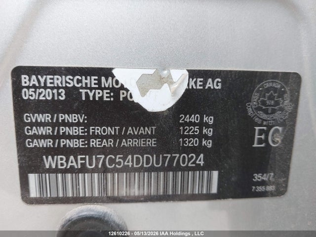 Продажа на аукционе авто 2013 Bmw 535i Xdrive, vin: WBAFU7C54DDU77024, номер лота: 12610226