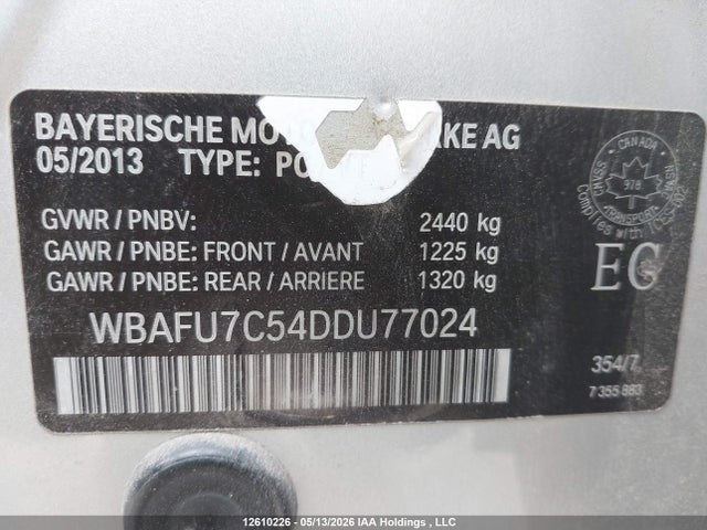 Продажа на аукционе авто 2013 Bmw 535i Xdrive, vin: WBAFU7C54DDU77024, номер лота: 12610226