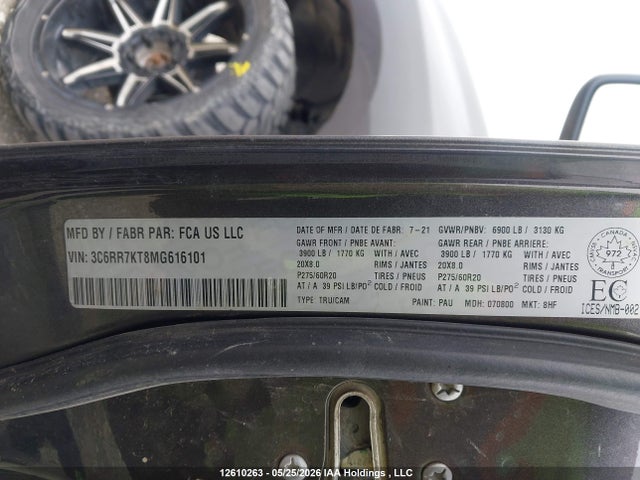 Продаж на аукціоні авто 2021 Ram 1500 Classic Tradesman, vin: 3C6RR7KT8MG616101, номер лоту: 12610263