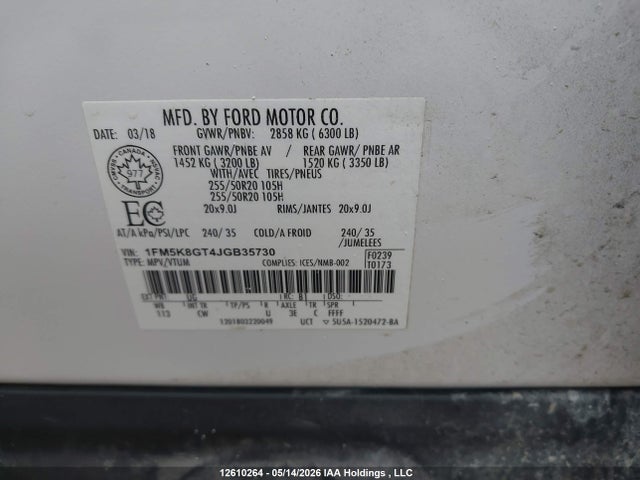 Ford EXPLORER SPORT 2018 1FM5K8GT4JGB35730 Image 9
