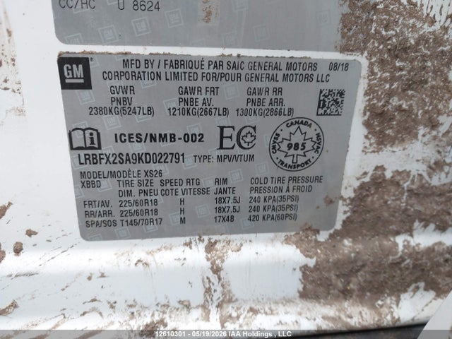 Продаж на аукціоні авто 2019 Buick Envision Essence, vin: LRBFX2SA9KD022791, номер лоту: 12610301