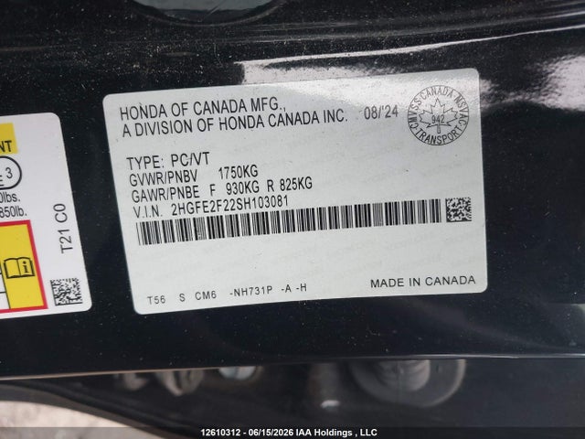 2HGFE2F22SH103081 Honda Civic