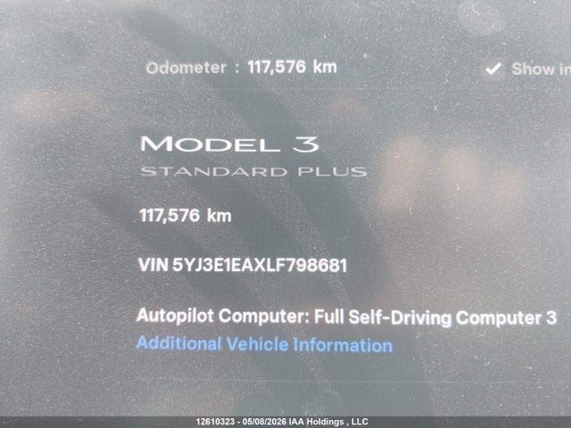 5YJ3E1EAXLF798681 Tesla MODEL 3