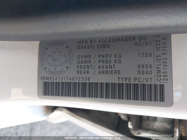 2007 Volkswagen City Golf 2.0 მანქანა იყიდება აუქციონზე, vin: 9BWEL41J174012338, აუქციონის ნომერი: 12610353