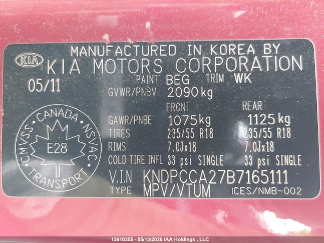 Продаж на аукціоні авто 2011 Kia Sportage Ex/ex Luxury, vin: KNDPCCA27B7165111, номер лоту: 12610355
