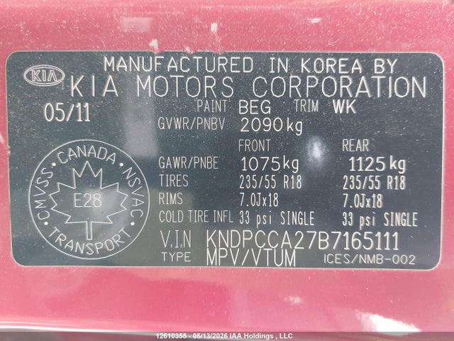 Продаж на аукціоні авто 2011 Kia Sportage Ex/ex Luxury, vin: KNDPCCA27B7165111, номер лоту: 12610355