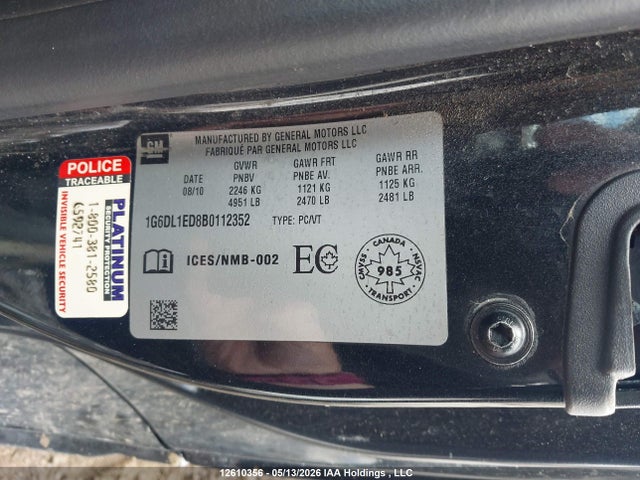 Aukcja sprzedaży 2011 Cadillac Cts, vin: 1G6DL1ED8B0112352, numer aukcji: 12610356