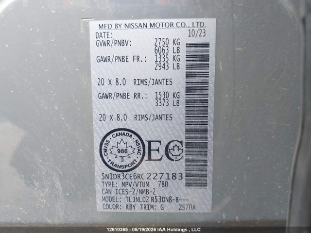 Продажа на аукционе авто 2024 Nissan Pathfinder Sl, vin: 5N1DR3CE6RC227183, номер лота: 12610365