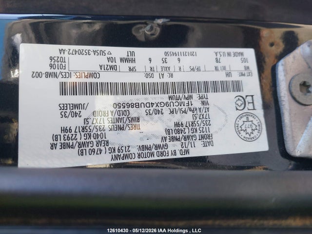 Продажа на аукционе авто 2013 Ford Escape Se, vin: 1FMCU9GX4DUB86550, номер лота: 12610430