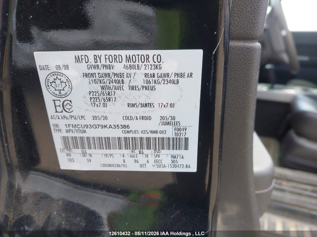 Продаж на аукціоні авто 2009 Ford Escape Xlt, vin: 1FMCU93G79KA35386, номер лоту: 12610432