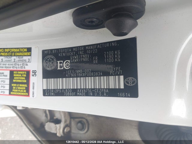 Продаж на аукціоні авто 2023 Toyota Camry Xse, vin: 4T1K61BK8PU083834, номер лоту: 12610442