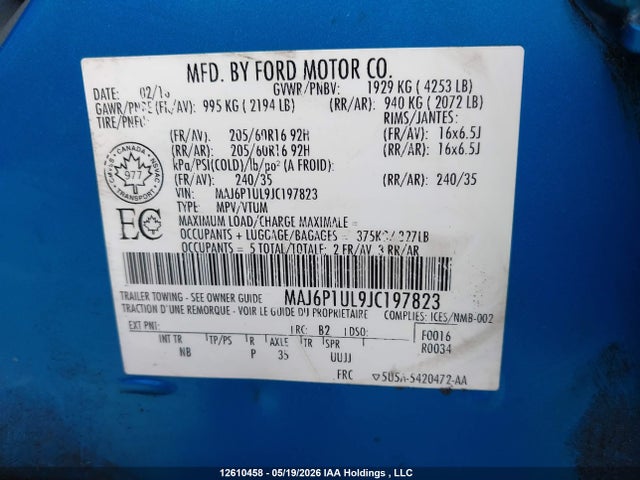 MAJ6P1UL9JC197823 Ford Ecosport Se