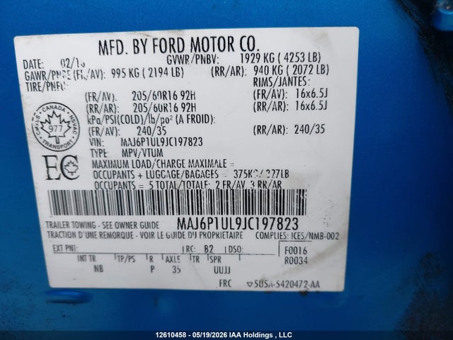 MAJ6P1UL9JC197823 Ford Ecosport Se
